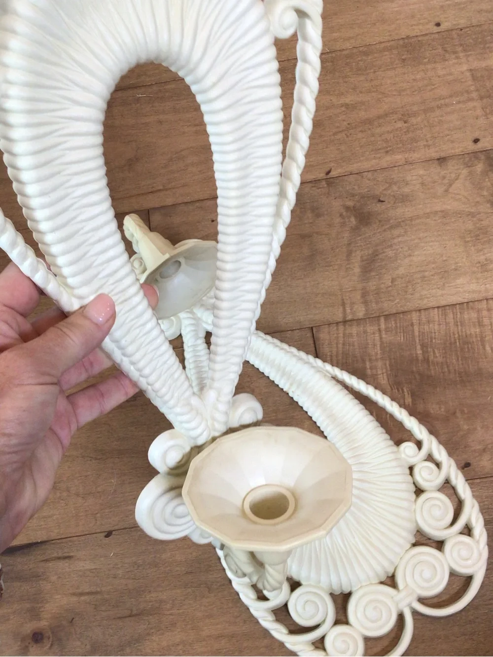 Vintage 1975 Burwood Products Faux Wicker Wall Sconce Pair MCM Boho Rattan 17